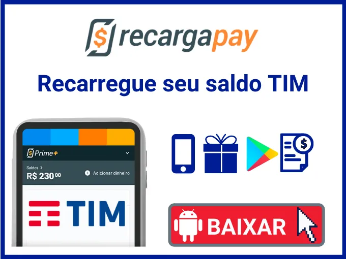 Recarga TIM garante crédito para gastar na Google Play