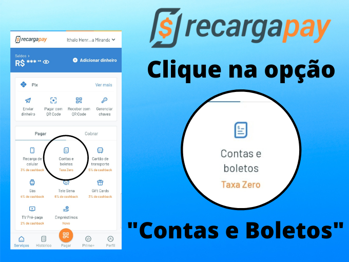 clique em "contas e boletos"